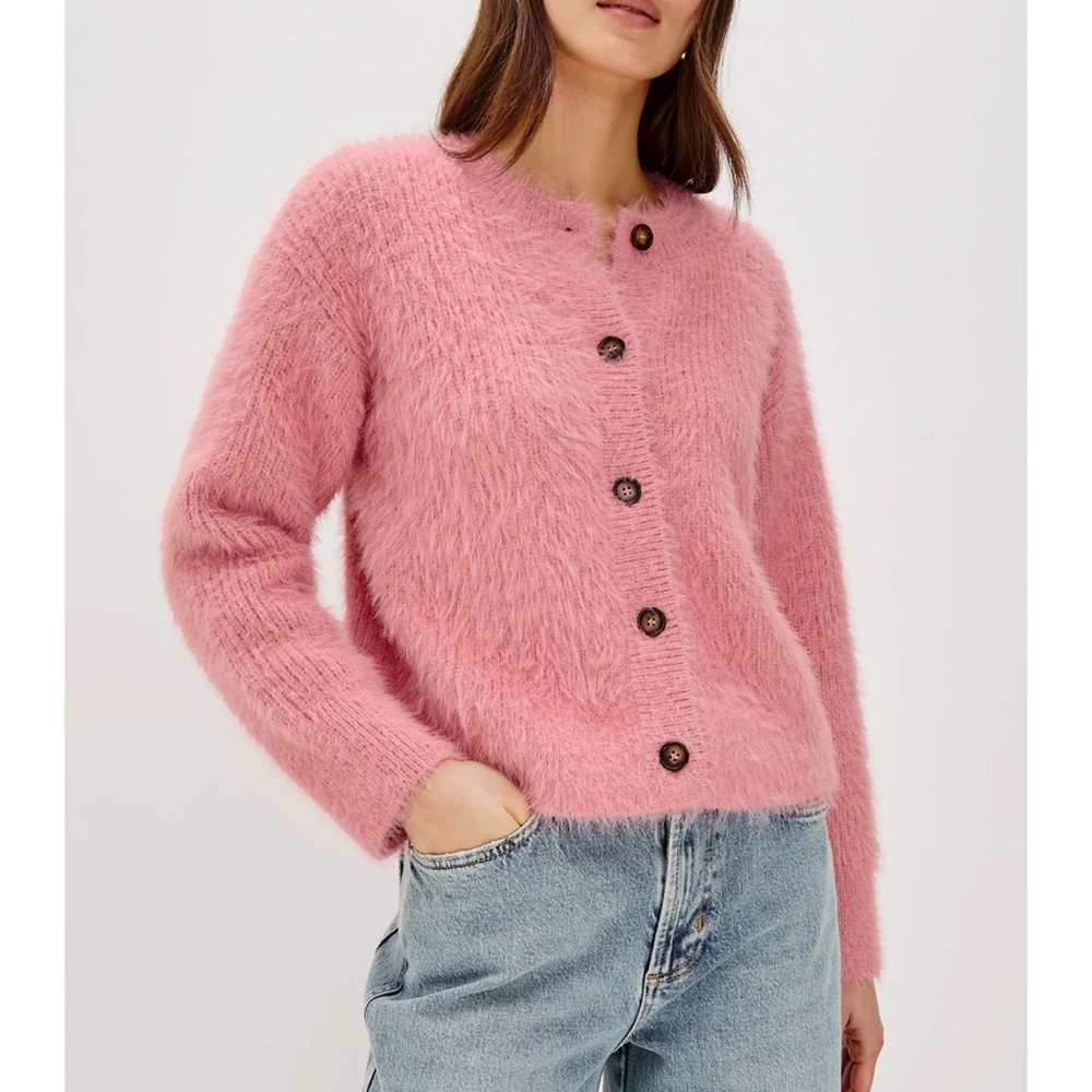 NWT - Rails Pink Fuzzy Button-Up Cardigan - Picture 2 of 4